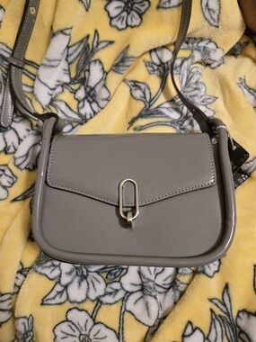 Gray Women’s Crossbody Bag with Silver Hardware